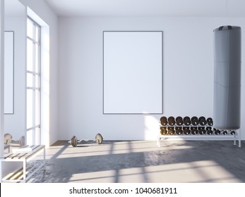 Mock Up Scene, 3d Illustration , Sport, Gym, Fitness, Locker Room