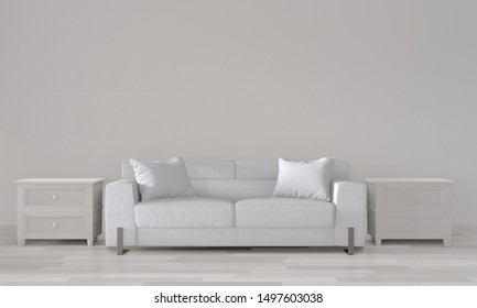 Mock up white room with white sofa on modern room interior.3D rendering - Shutterstock ID 1497603038