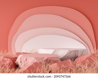 mockup 3d background pink coral tone color 3D rendering