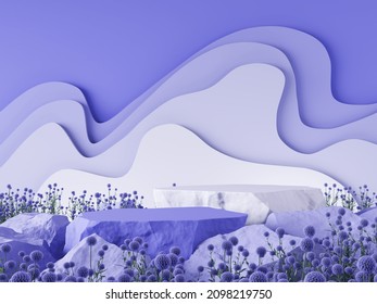 mockup 3d background purple tone color trend concept 3D rendering