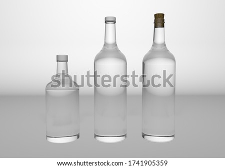 Mockup 3D render transparent  
wine bottles different sizes