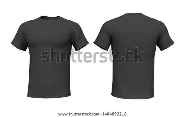 Mockup Black Men Tshirt Isolated On Stock Illustration 1484892218