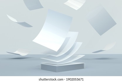 Mockup of a brochure A4. 3d illustration of a composition of office paper and documents. Branding floating template