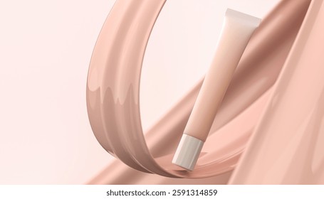 Mockup of cosmetic cream tube on beige background skincare product design beauty product packaging minimalist branding elegant container. 3d illustration - Powered by Shutterstock - Get 15% off with code: PIKWIZARD15