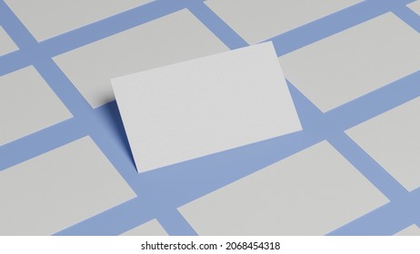Mockup Empty Business Card, Name Card, Membership Card Or Gift Card On Blue Background. 3d Rendering, 3d Illustration