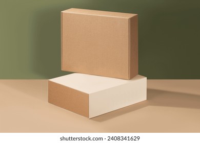 Mockup of a packaging box made of kraft brown cardboard without a logo