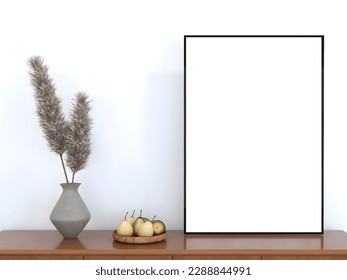mockup poster frame in the interior background.