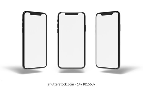 Mock  up smart phone empty screen front view the white background