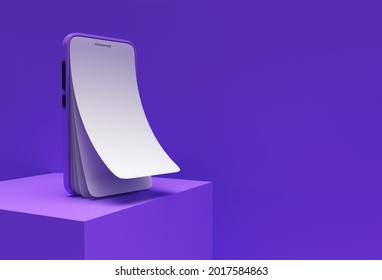 Mock-up Smart Phone With Empty Screen Replacement Screen Protector Glass 3D Rendering.