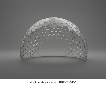 Mock-up Transparent Glass Dome Protection Concept Or Barrier 3d Rendering.