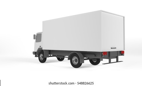 Mockup Of Truck On White Background. Mockup Of Lorry On White Background.