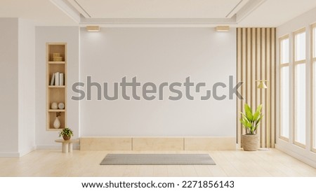 Mockup a TV wall mounted with decoration in living room and white wall.3d rendering Сток-фото © 