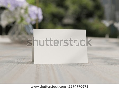 Mockup white blank space card, for Name place, Folded, greeting, invitation with clipping path. 3D Rendering ストックフォト © 