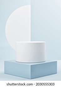 Mockup Winner Podium For Product Presentation, Abstract Minimal Geometry, Blue Background, 3d Render, 3d Illustration.  