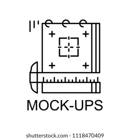 mock-ups icon. Element of web development signs with name for mobile concept and web apps. Detailed mock-ups icon can be used for web and mobile on white background