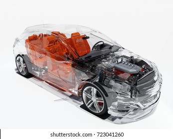 Modellautos auf weißem Hintergrund.3D-Rendering