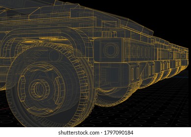 Model Electric Car Side View 3D-rendering