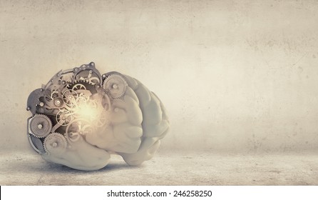 Model Of Human Brain And Cogwheel Mechanism