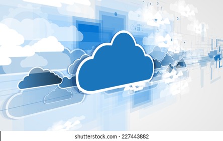 Model Of Integration Technology With Cloud In The Sky. Best Ideas For Business Presentation