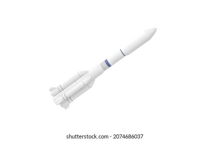 Model Rocket With White Background, 3d Rendering. Computer Digital Drawing.