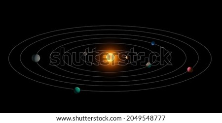 Model of the solar system with planets. Exoplanets in orbits around their star. Planetary system 3d illustration.