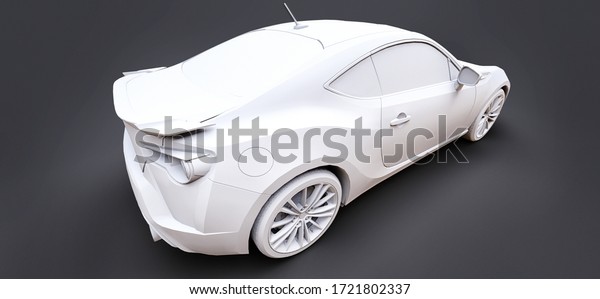 Model sports compact car
made of matte plastic. City car coupe. Youth sports car. 3d
illustration.