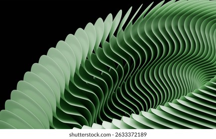 Modern 3D Green Wave Pattern with Fluid and Dynamic Shapes