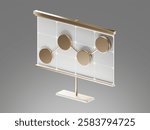 Modern 3D icon of a data chart with gold circular nodes connected by lines on a sleek metallic display. Perfect for concepts like business analytics, financial growth, and data visualization.