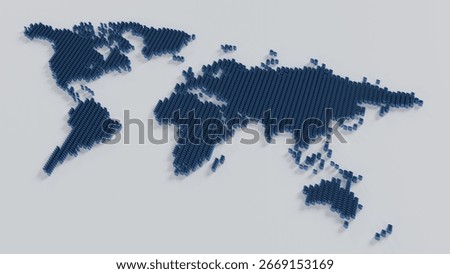 Modern 3D Layered World Map Illustration Global Business, Technology and Data Concept