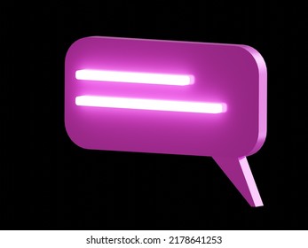 Modern 3D Pink Glossy Banner With Neon Text Block. Communication Concept. 3D Render. Design Element. Isolated On Black Background