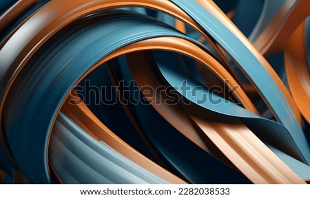 Modern Abstract Background, 3D Rendered Wallpaper, close-up of a petrol blue and orange swirl