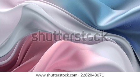 Modern Abstract Background, 3D Rendered Wallpaper, blue white and pink textile waves
