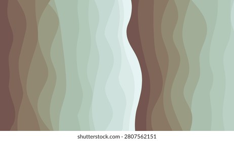 A modern abstract background featuring flowing, organic wave shapes in a palette of earthy tones like beige, brown, and muted green.