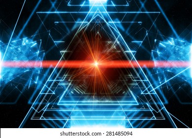 Modern abstract background with red laser ray