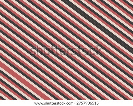 Modern abstract diagonal stripe pattern in red black and cream