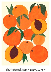 Modern Abstract Fruit Illustration Design Retro Vintage Inspired