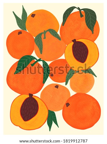 Modern abstract fruit illustration design retro vintage inspired