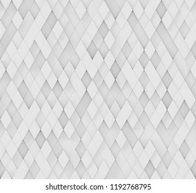 Modern abstract geometric tileable seamless texture for business, company and industry. Futuristic 3D rendering white rhombus pattern tile wall background. Origami paper style. Rhombus elements.