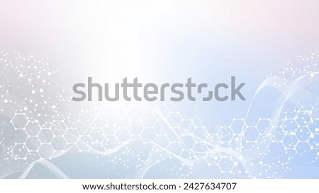 Modern abstract molecules structure for science or medical background. DNA helix or atom visualization. Molecular wave flow abstract background. illustration