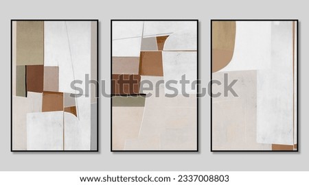 Modern abstract watercolor geometric color block monogram, triptych