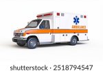 Modern ambulance isolated white background 3d rendering