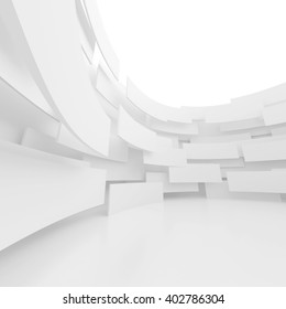 Modern Architecture Background. Circular Building Construction. 3d Rendering