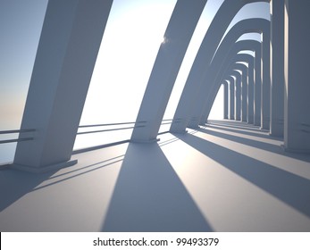 Modern Architecture With Pillars. Bridge To Heaven,