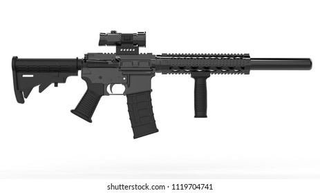 Modern Army Assault Rifle Side View Stock Illustration 1119704741