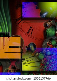 Modern art composition  Colorful geometric forms   surreal dreams in men heads  3D rendering