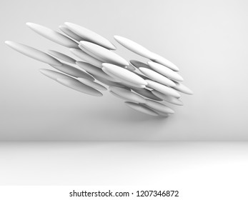 Modern Art Installation Model. Abstract White Interior Background, 3d Render Illustration