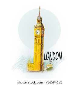 Big Ben Watercolor Images, Stock Photos & Vectors | Shutterstock