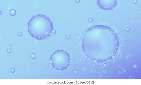 Modern background template for printing. Background with blue circles surrounded by lines. Geometric elements on a blue background.