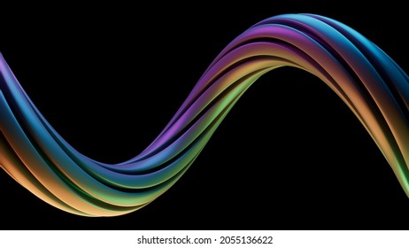 Modern Background With Twisted Multicolored Shape. 3d Render Of Extruded Deformed In Helix. 