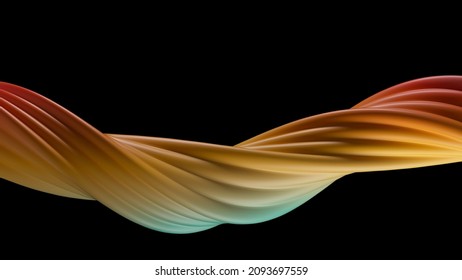 Modern Background With Twisted Multicolored Shape. 3d Render Of Extruded Deformed In Helix